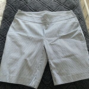 Navy and white stripe Crown & Ivy pull-on Bermuda shorts